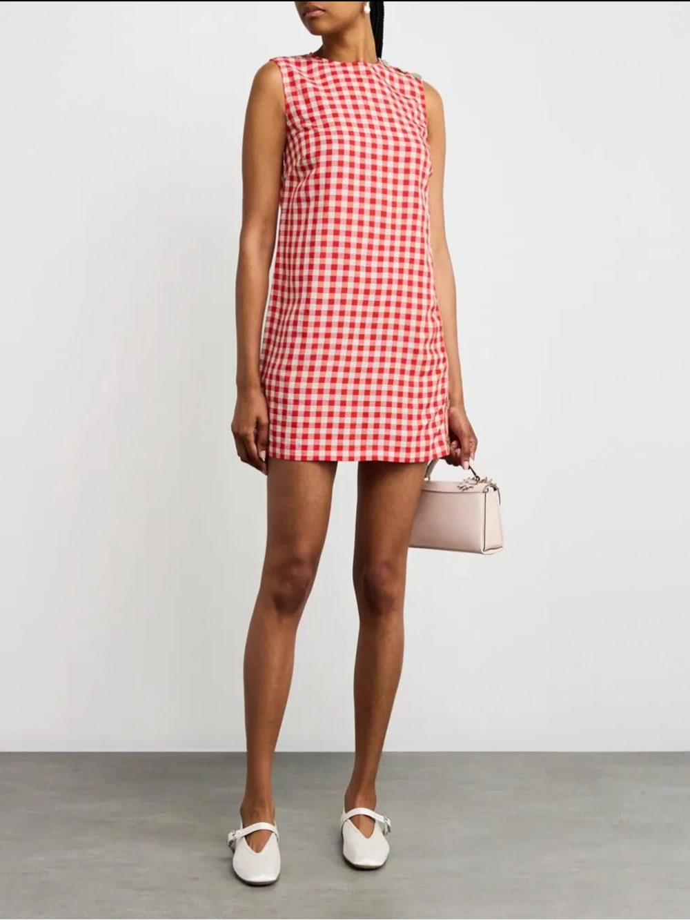Doen Red and White Gingham Coralie Shift Mini Dress
